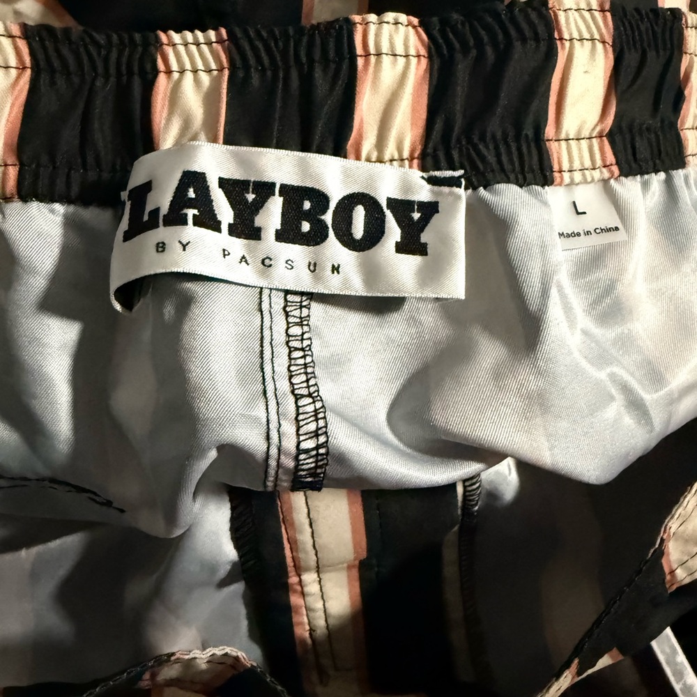 PacSun Playboy Striped Black and Tan Athletic Shorts - Picture 8 of 9